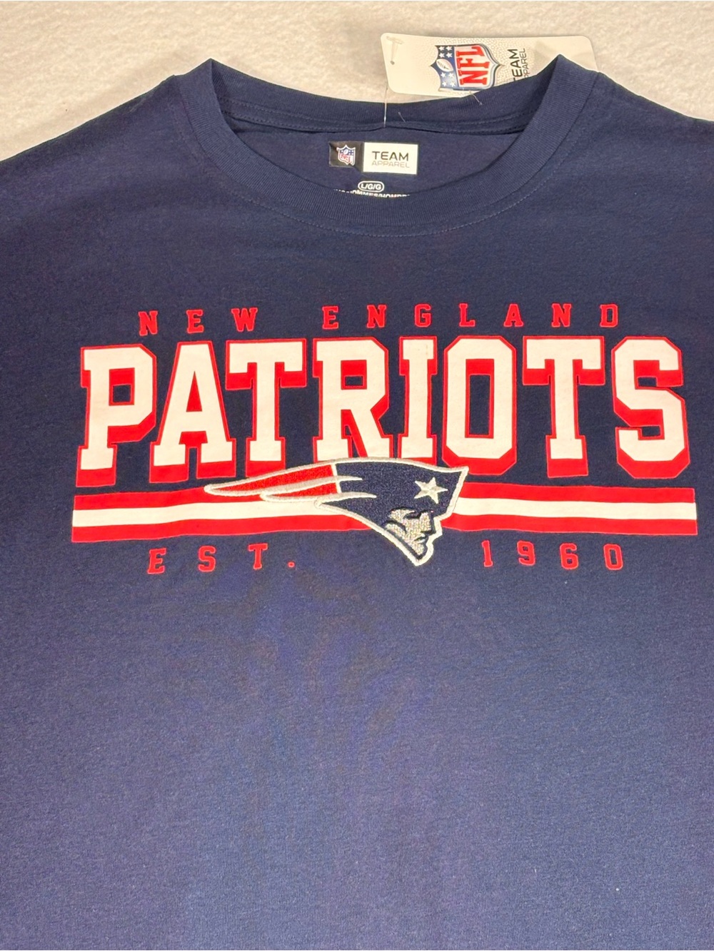 New England Patriots NFL Team Apparel T Shirt Mens Large Blue NWT Football Tee - Picture 4 of 7